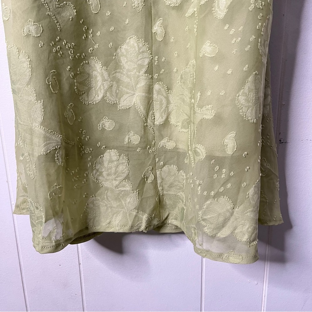 Hello Molly Rainbow Glow Midi Dress in Sage Green Lace Up Back Floral Size S - Picture 7 of 10